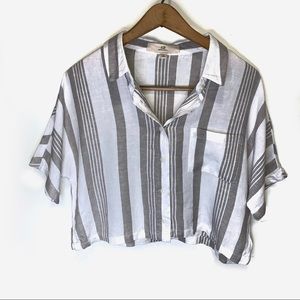 Thread & Supply Cropped Button Down Top